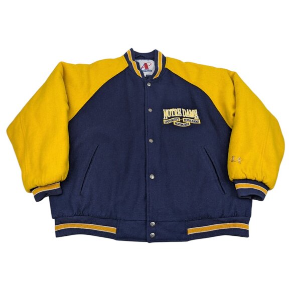 Vintage Logo Athletic Notre Dame Fighting Irish Varsity Jacket Wool Blend - Picture 3 of 15